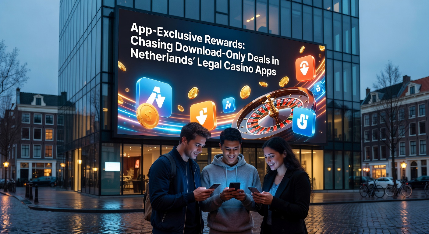 Smartphone met casino app open, toonend exclusieve beloningsbadges en download-only deals op een Nederlands casino platform