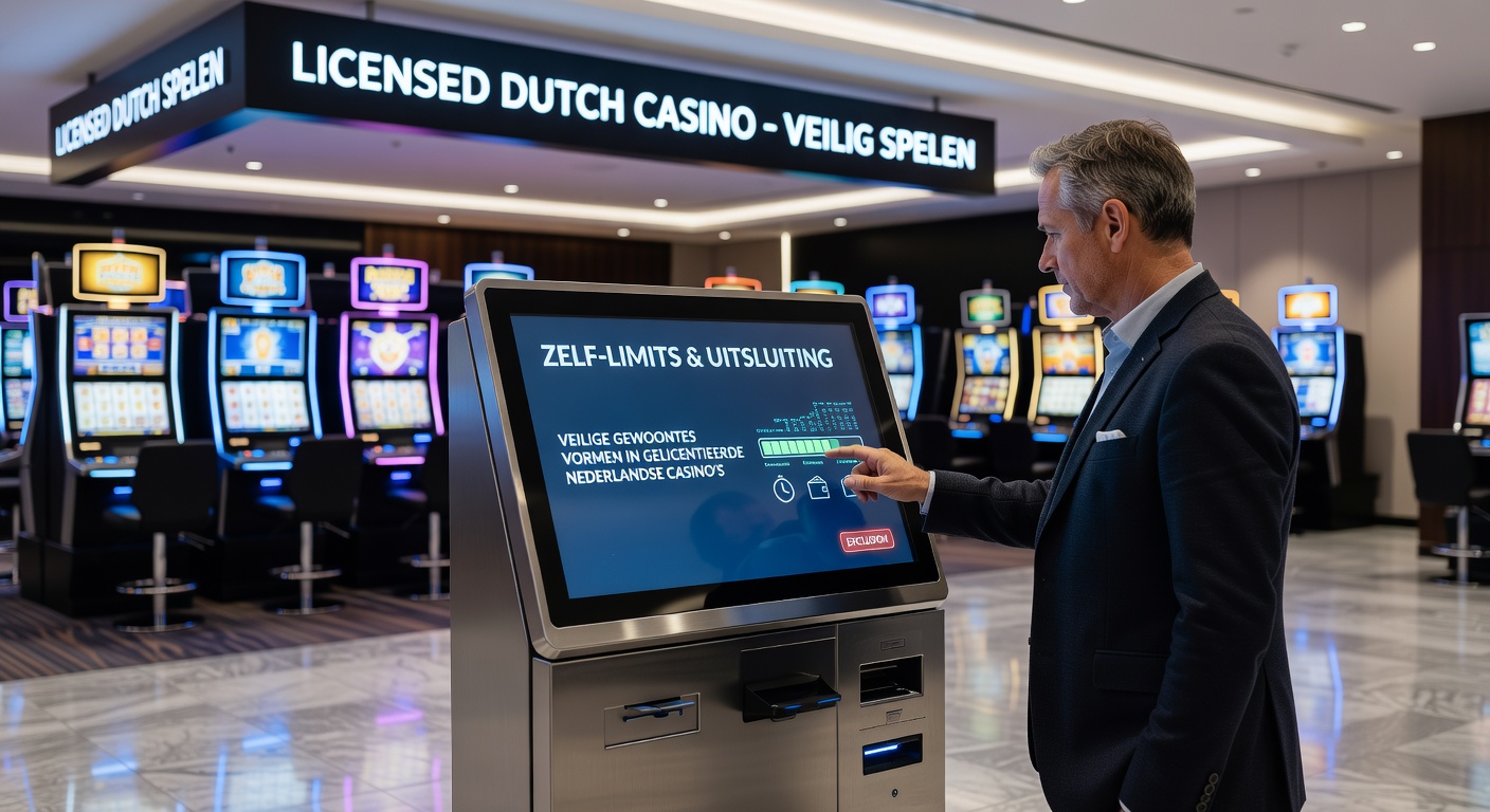 Speler stelt limieten in op een casino-app, met grafieken van stortingsbeperkingen en tijdlimieten zichtbaar op het scherm