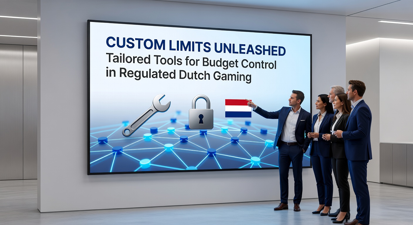 Schermafbeelding van een casino-app met custom limiet-instellingen, toon sliders voor budget, tijd en verliezen naast een waarschuwingsicoon