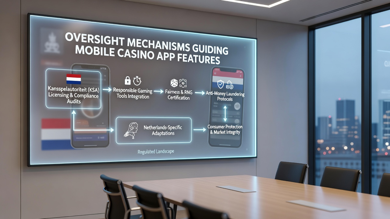 Mobiele app interface met verantwoord spelen tools en limietinstellingen onder toezicht