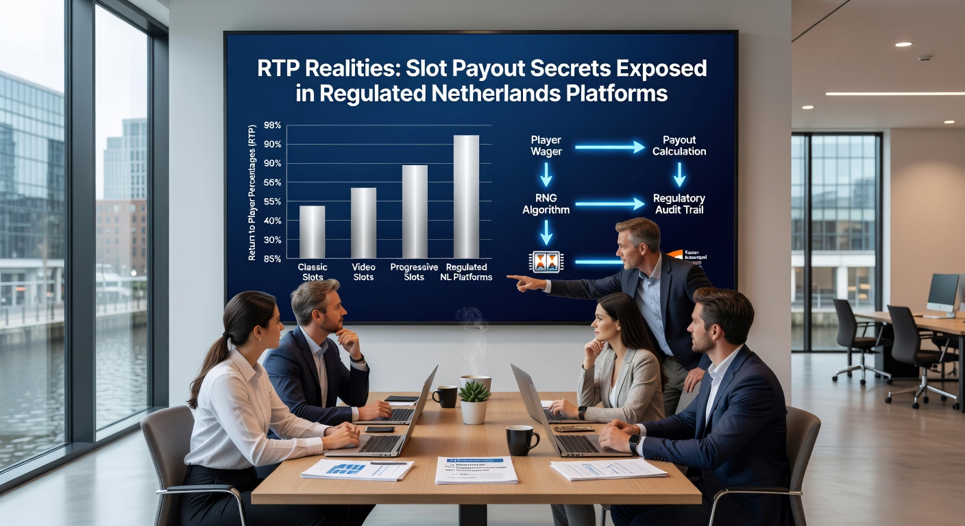 Schermafbeelding van een Nederlandse casino-app met RTP-info zichtbaar bij een slotgame, inclusief uitbetalingstabel en certificeringsbadge