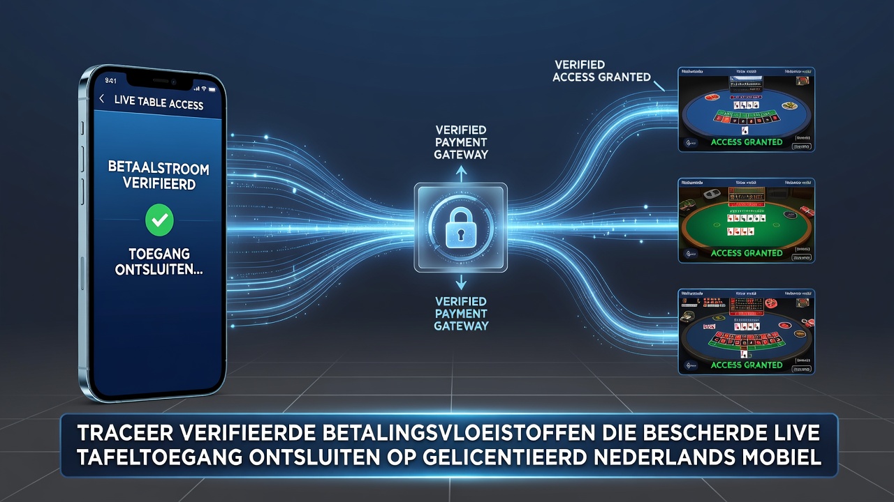 Diagram van verificatiestappen die leiden tot mobiele live dealer toegang in Nederland