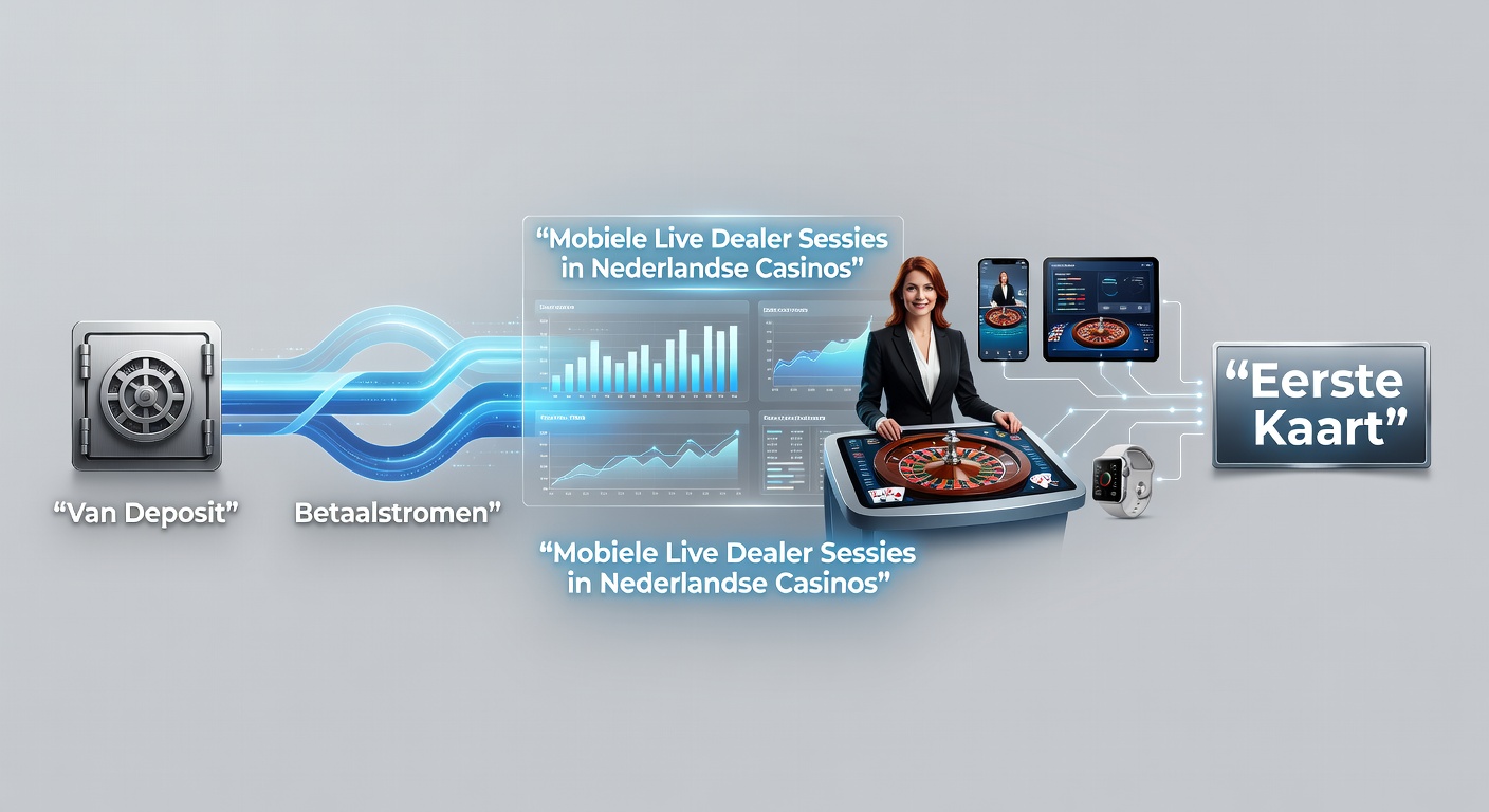 Grafiek met tijdlijn van deposit proces tot live dealer kaartuitgifte, met pijlen en seconden aanduidingen voor Nederlandse casino apps