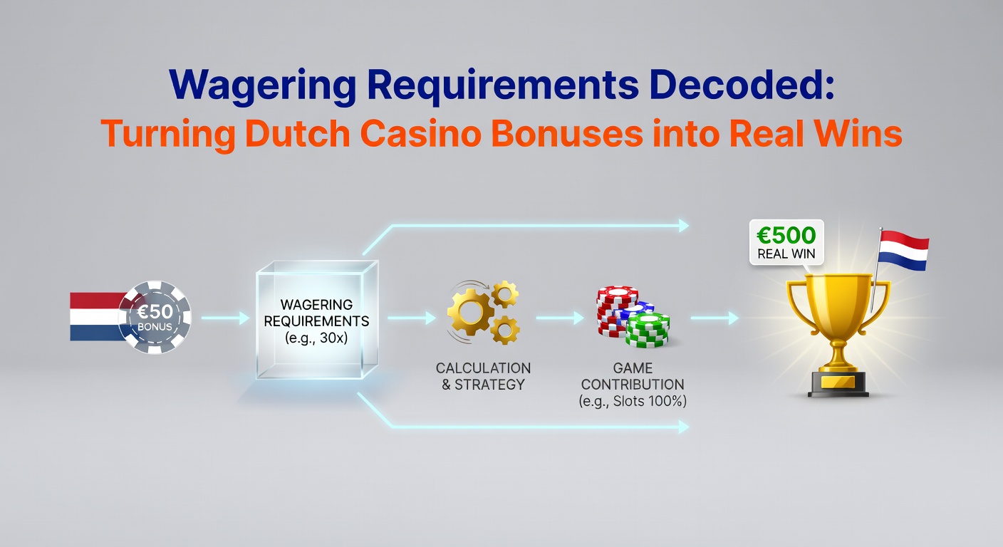Grafiek die wagering requirements uitlegt met bonusgeld en omzettingsvoorwaarden in Nederlandse casinos
